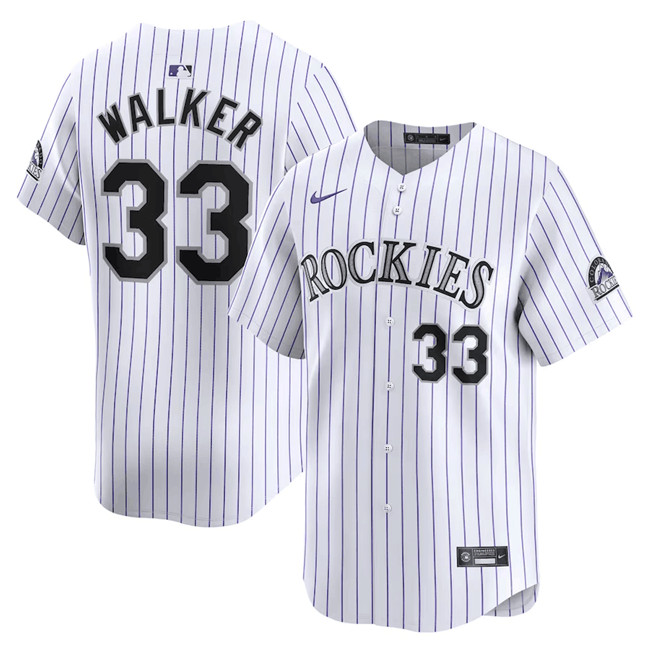 Men's Colorado Rockies #33 Larry Walker White Home Limited Stitched Baseball Jersey